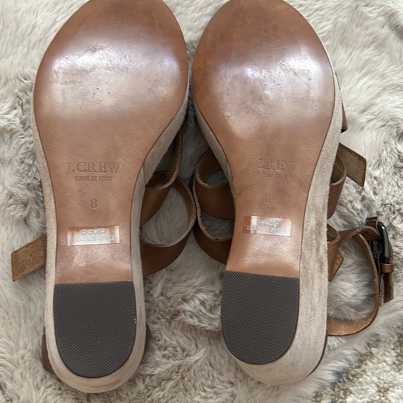 J. Crew Brown Suede & Leather Platform Wedges - Picture 6 of 7